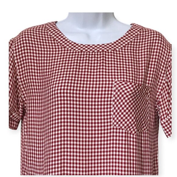 Madewell Filmscore Gingham Short Sleeve Dress, Size XXS, Red - Picture 6 of 14
